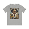 Rosa Parks Mugshot T-Shirt featuring her 1955 booking photo in a bold graphic design. Afrocentric streetwear style honoring civil rights history and Black heritage.