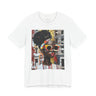 Best Seller Boss Babe graphic tee featuring an abstract cartoon-style Black woman, Lakendra with large round pop-art style sunglasses. The design has a vibrant, graffiti-inspired aesthetic that celebrates African American beauty, confidence, and urban art style.