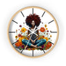 Round Yoga Studio Wall Clock - African American Yogi