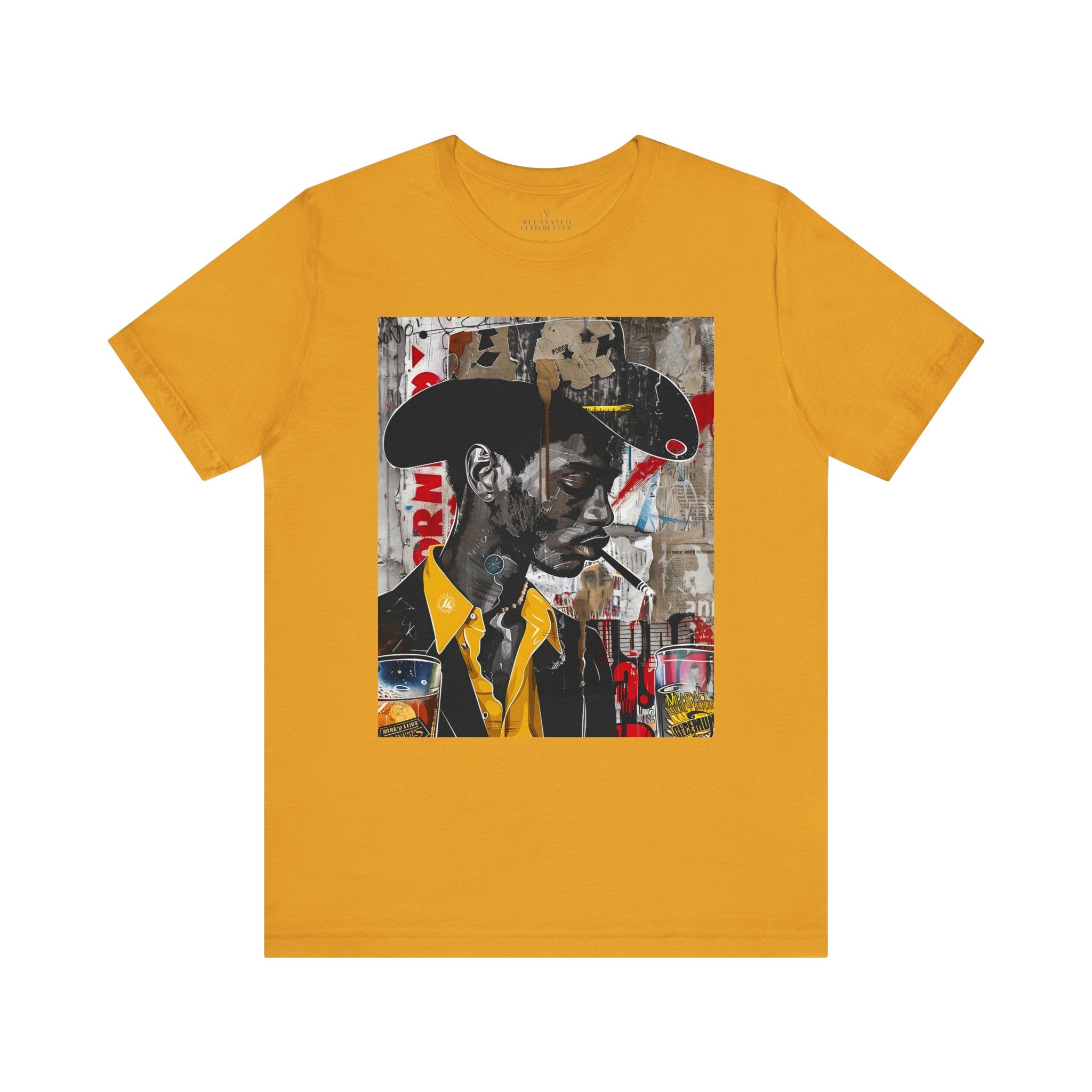 Western Black Cowboy Tee Afrocentric Culture Cowboy Shirt in mustard.