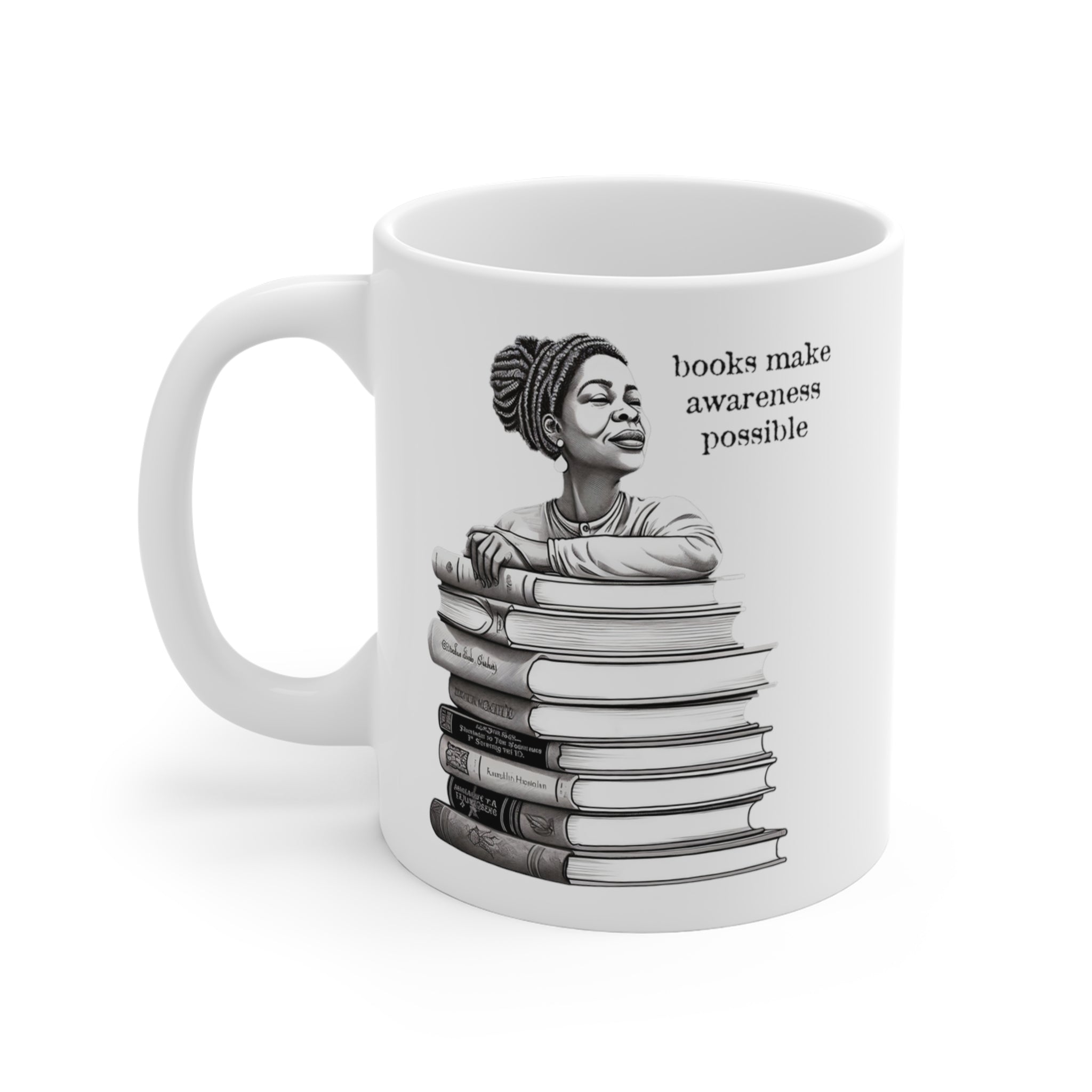 Black Woman Reading Books Coffee Mug