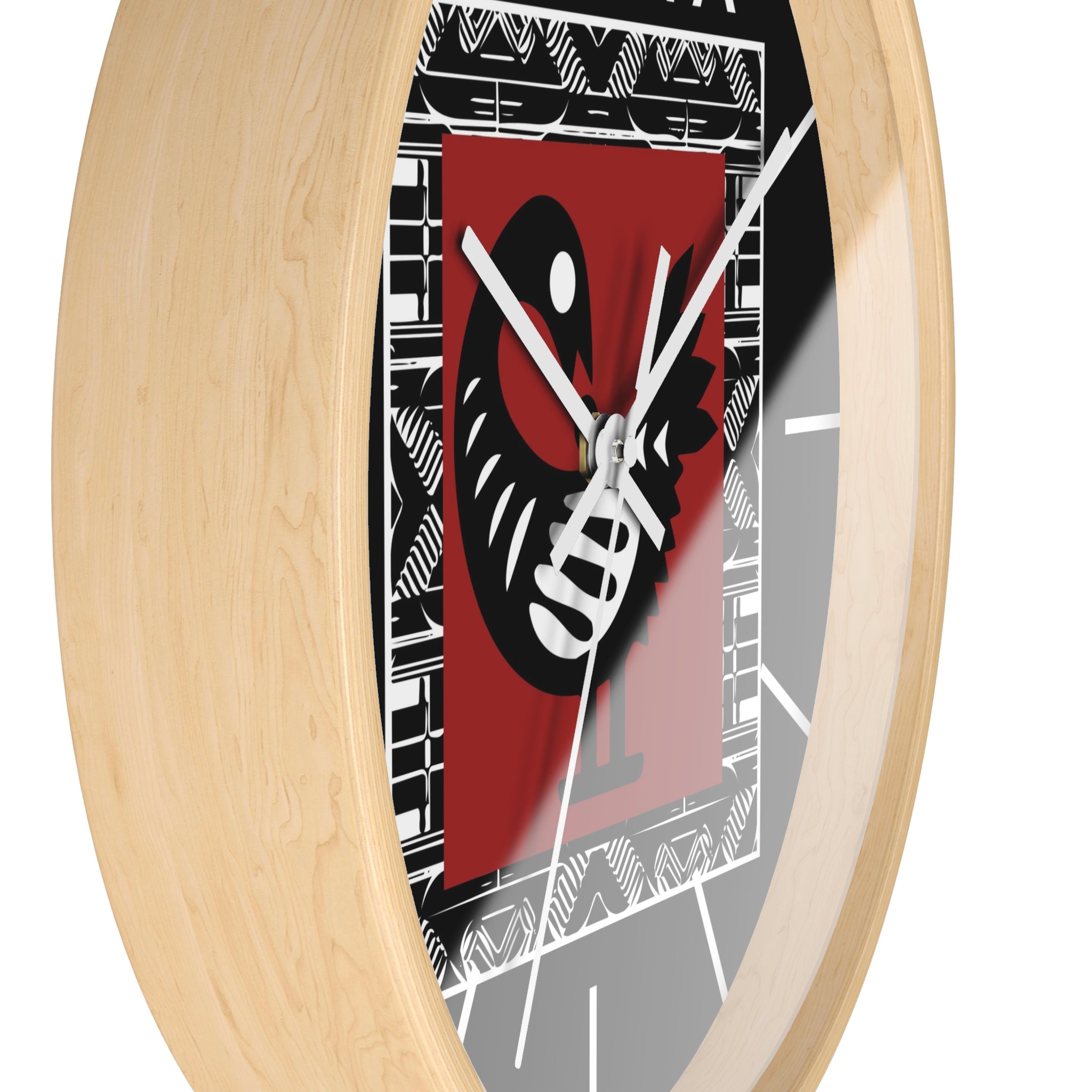 Adinkra Sankofa Wall Clock featuring the Ghanaian “Go Back and Get It” bird symbol. Afrocentric wall decor celebrating African heritage and ancestral wisdom.