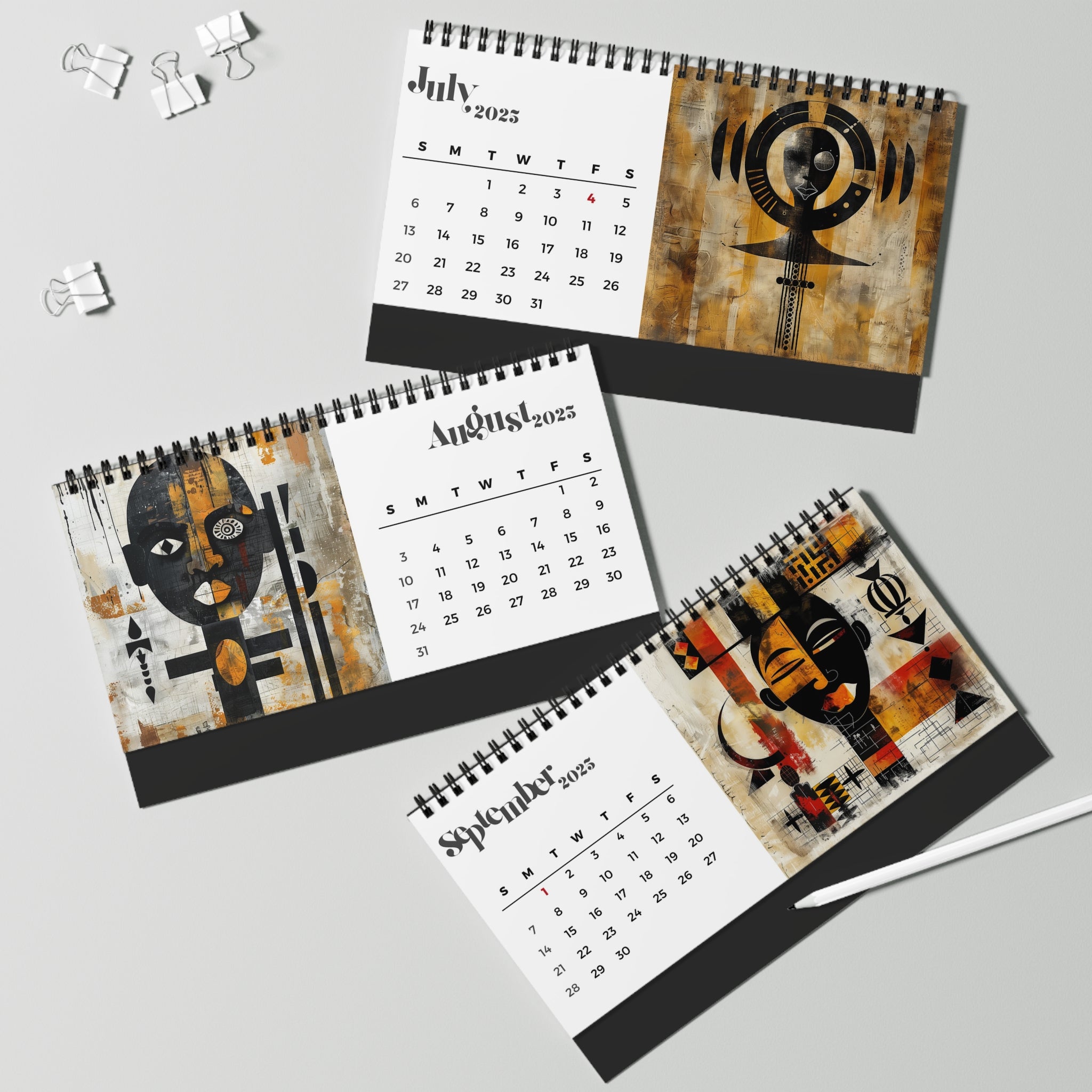 2025 African Masks Desk Calendar