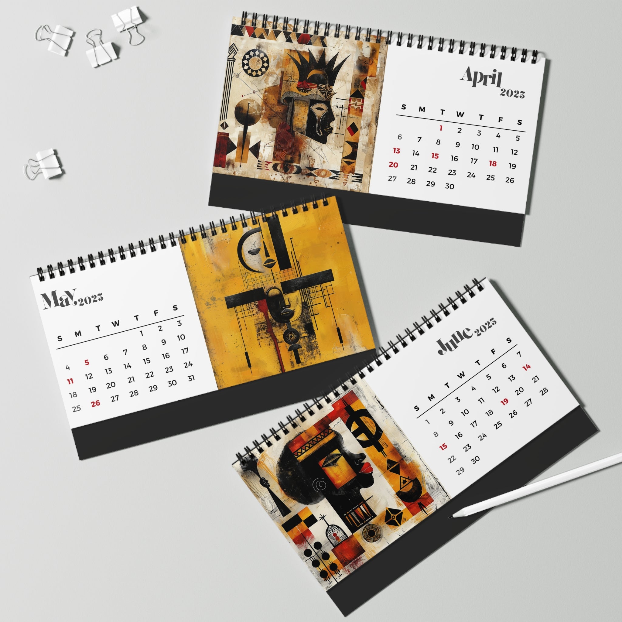 2025 African Masks Desk Calendar