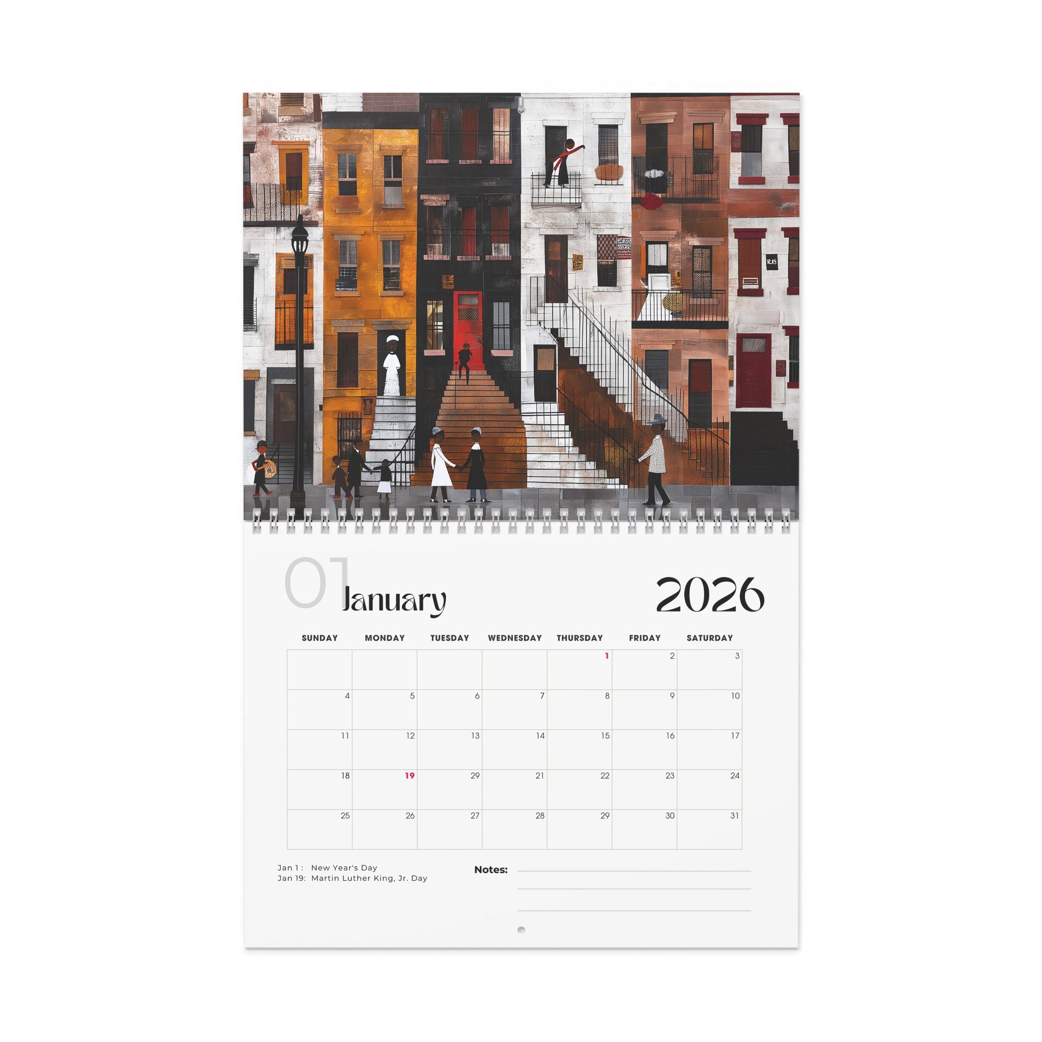 2026 Harlem Neighborhood Wall Calendar featuring African American lifestyle art. Afrocentric calendar with Harlem street life, cultural pride, and vibrant Black community representation—perfect for home or office décor. (14 in. x 11.5 in)