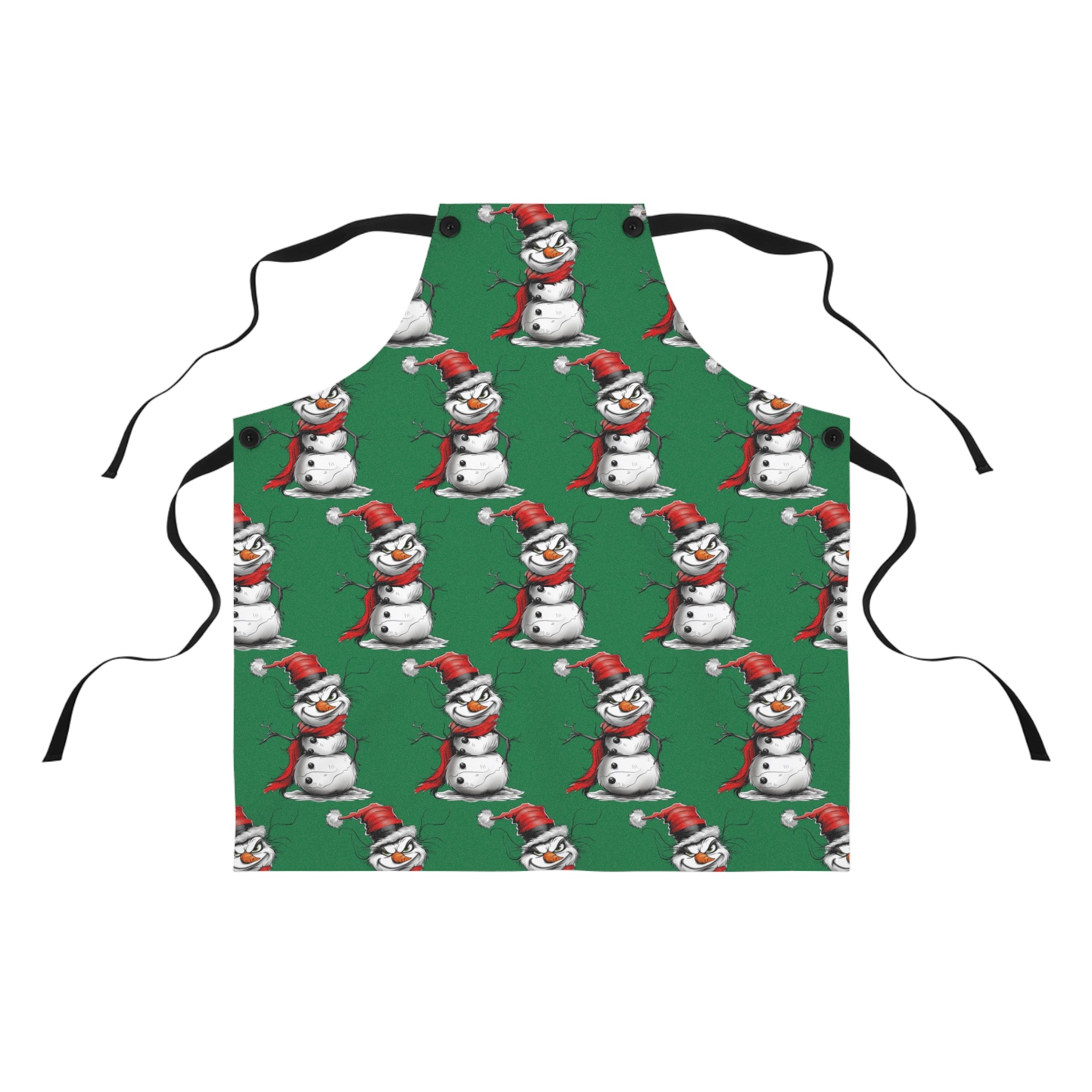 Snowman Grinch Apron with festive holiday snowman design, perfect for Christmas cooking, family dinners, and winter party celebrations.