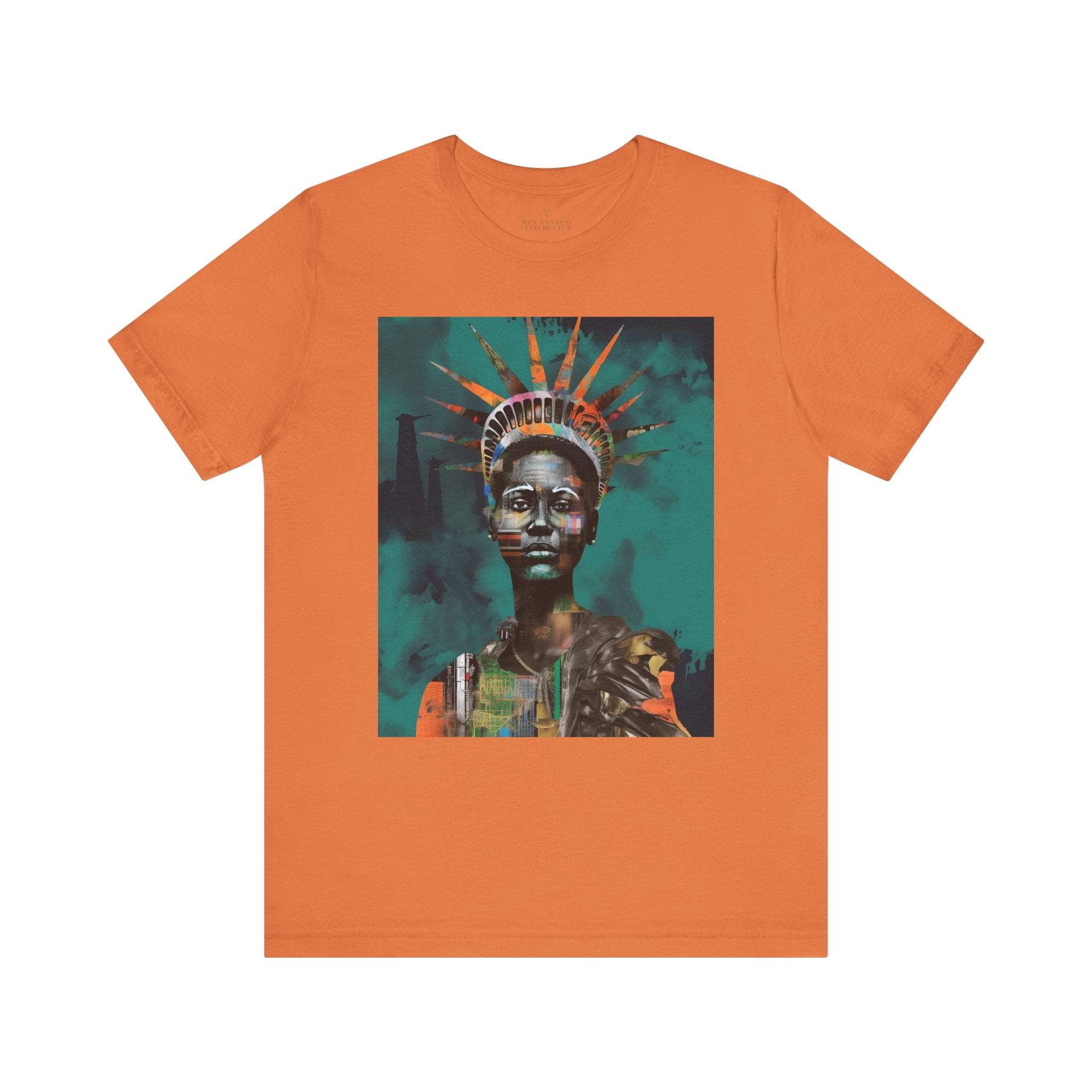 African American Statue of Liberty Tee in orange.