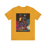 Black Girls Roller Skating Tee Afrocentric Skaters in mustard.