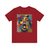Black woman pop art tee, Afrocentric graphic shirt, scream comic tee, retro 70s psychedelic top, Black streetwear fashion, Afro pop culture shirt, vibrant Black woman art tee, halftone retro t-shirt, Afro art clothing, bold comic style tee