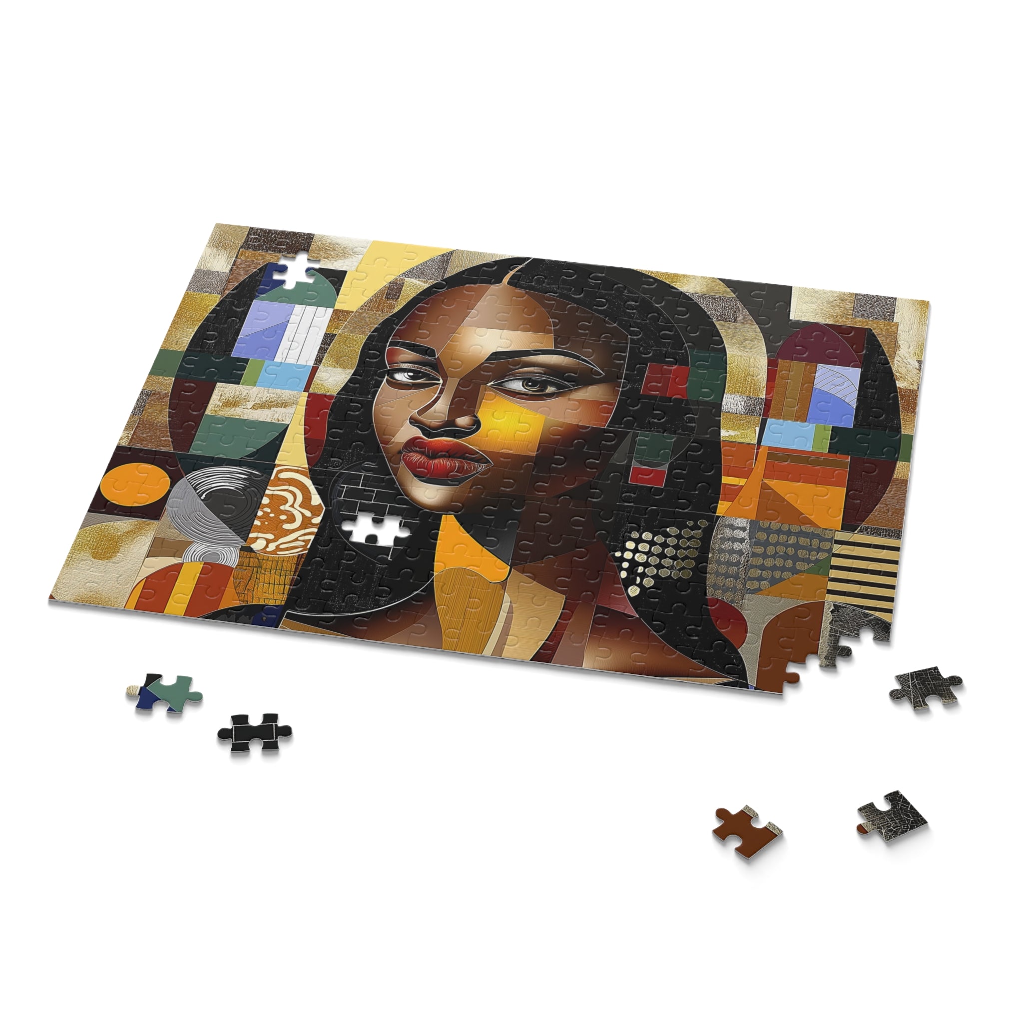 Abstract Mona Lisa Puzzle Featuring African American Woman