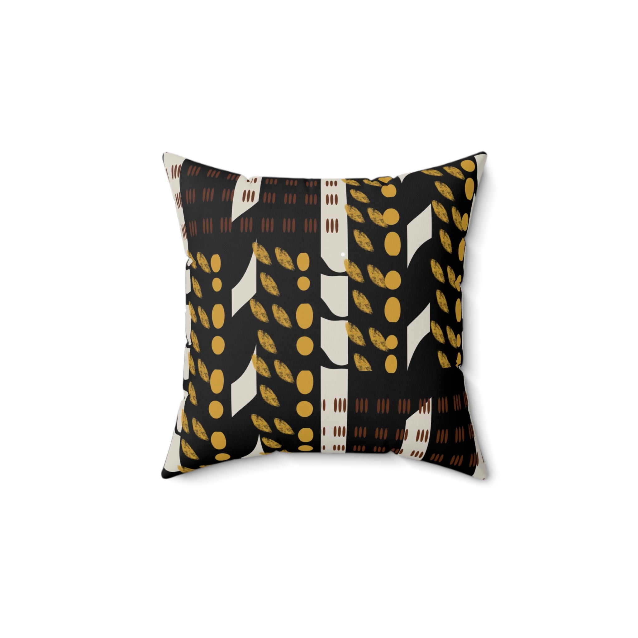 African Mud Cloth Faux Suede Square Pillow with bold geometric tribal patterns in earthy tones. African print sofa pillow featuring Afrocentric design, perfect for modern, bohemian, or culturally inspired home decor.