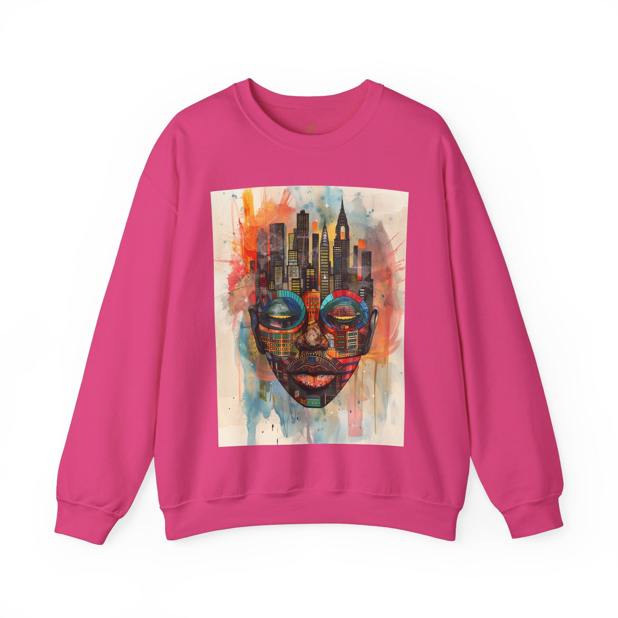 NYC African Mask Sweatshirt in pink..