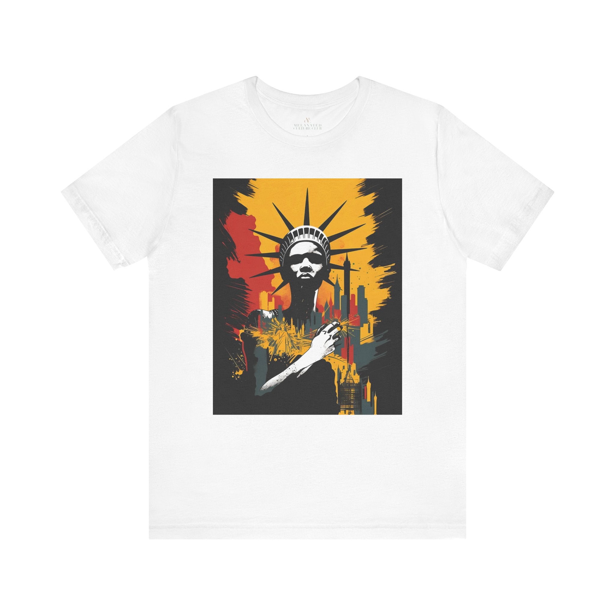 African American Woman Statue of Liberty Tee Shirt in white - Style 11