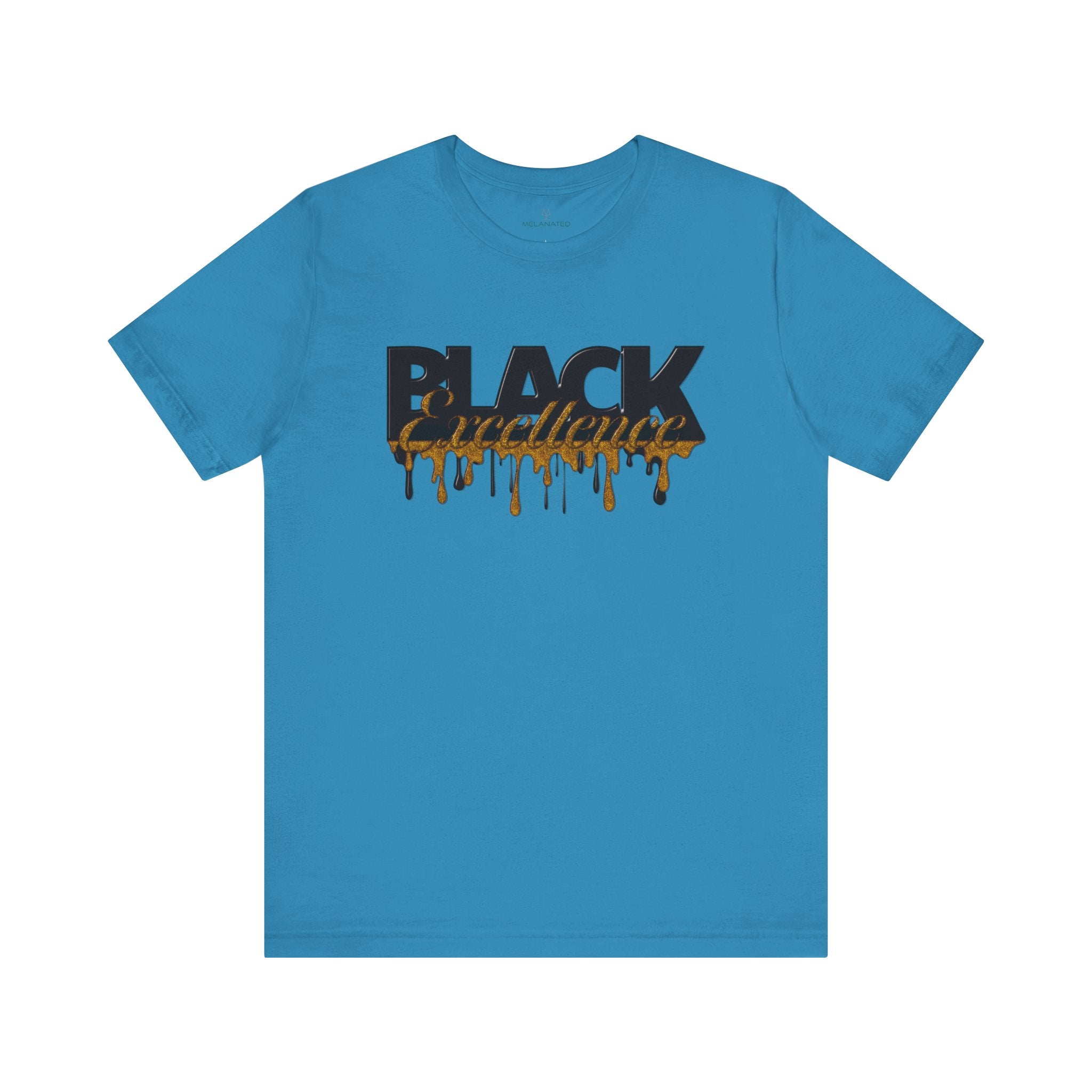 Black Excellence Tee Shirt in aqua.