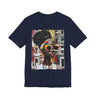 Best Seller Boss Babe graphic tee featuring an abstract cartoon-style Black woman, Lakendra with large round pop-art style sunglasses. The design has a vibrant, graffiti-inspired aesthetic that celebrates African American beauty, confidence, and urban art style.