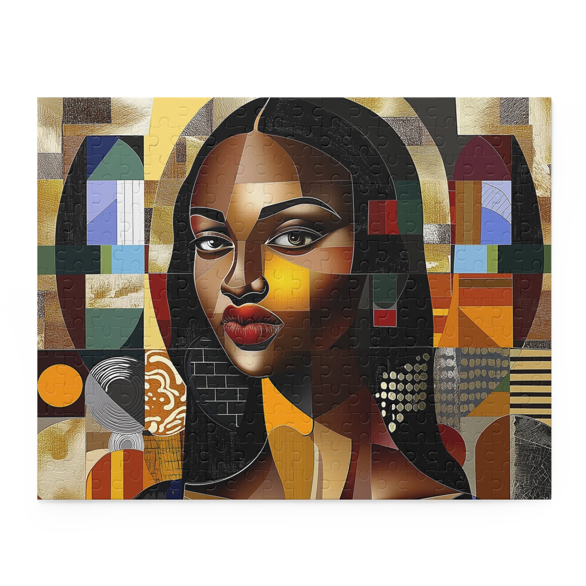 Abstract Mona Lisa Puzzle Featuring African American Woman