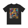 Black woman pop art tee, Afrocentric graphic shirt, scream comic tee, retro 70s psychedelic top, Black streetwear fashion, Afro pop culture shirt, vibrant Black woman art tee, halftone retro t-shirt, Afro art clothing, bold comic style tee