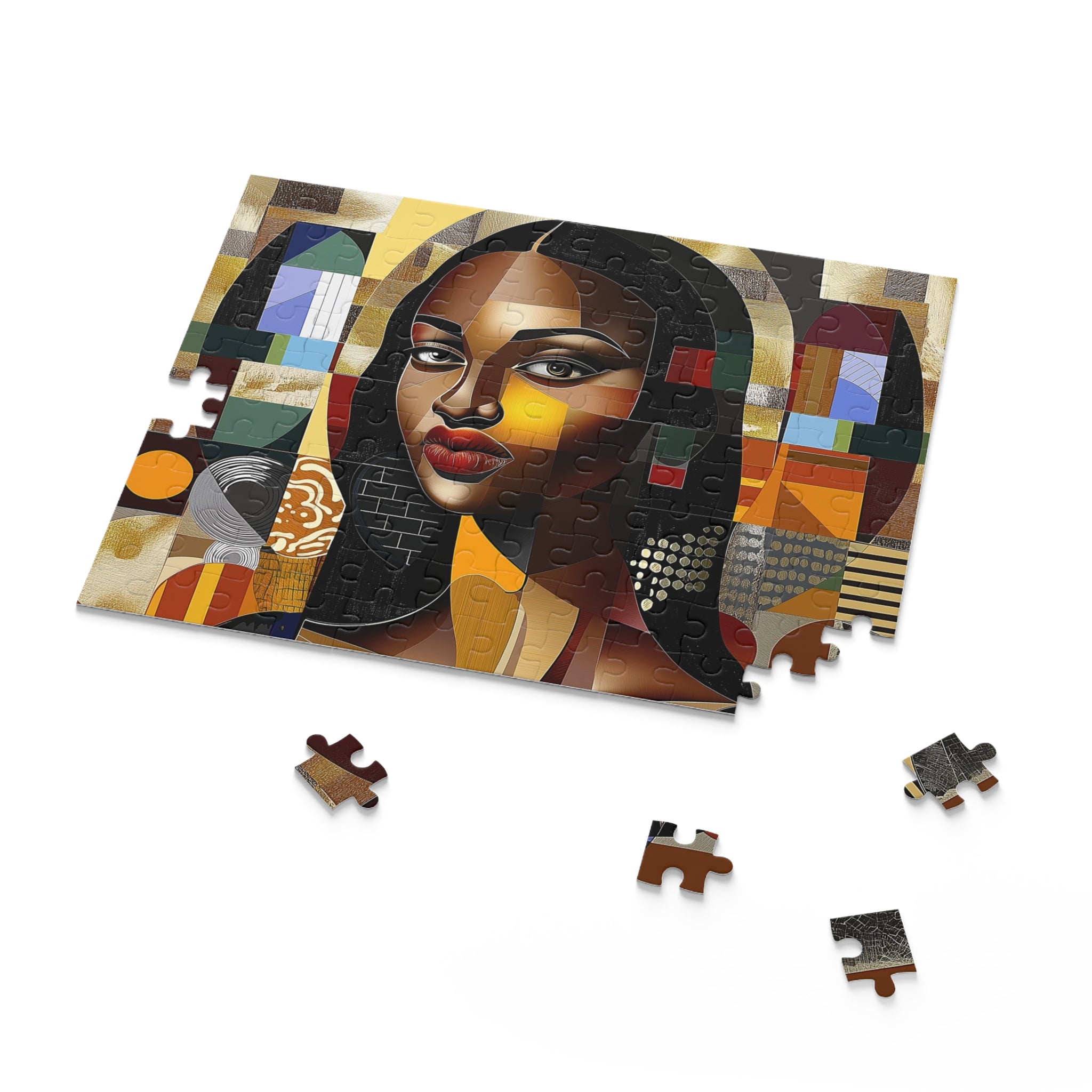 Abstract Mona Lisa Puzzle Featuring African American Woman