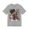 Best Seller Boss Babe graphic tee featuring an abstract cartoon-style Black woman, Lakendra with large round pop-art style sunglasses. The design has a vibrant, graffiti-inspired aesthetic that celebrates African American beauty, confidence, and urban art style.