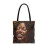 Smiling Black Girl Tote Bag Afro Natural Hair Locs Girl.