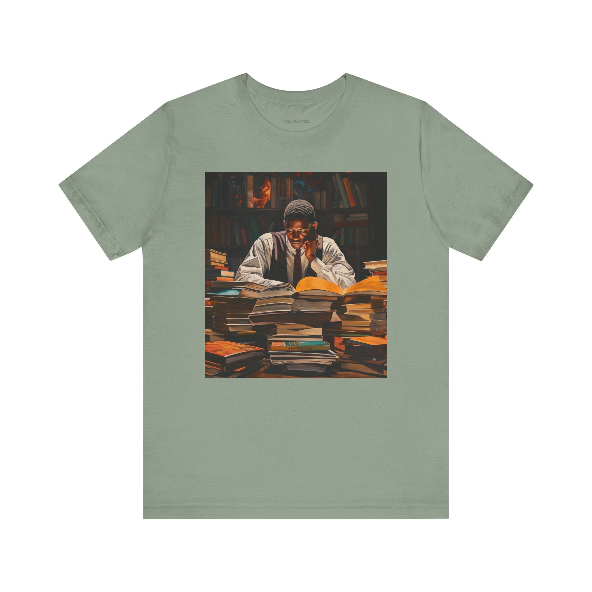 Black Male Student Tee Shirt in sage.