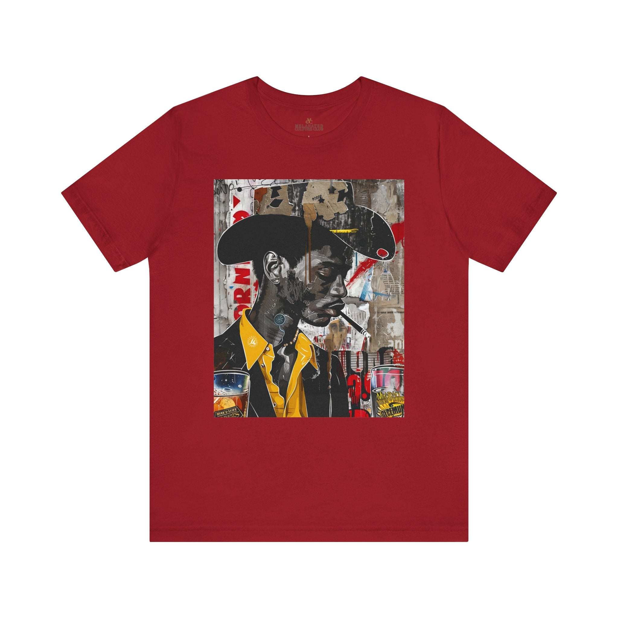 Western Black Cowboy Tee Afrocentric Culture Cowboy Shirt in red.