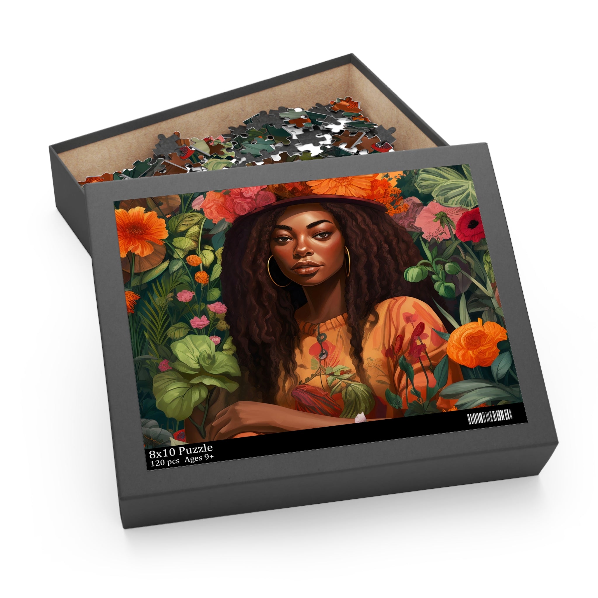 African American Garden Goddess Jigsaw Puzzle in 8 x 10 size. 