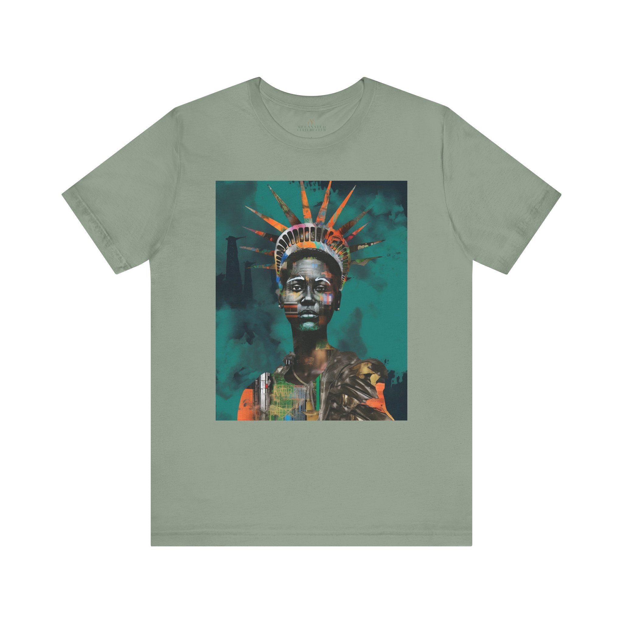 African American Statue of Liberty Tee in sage.