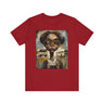 Rosa Parks Mugshot T-Shirt featuring her 1955 booking photo in a bold graphic design. Afrocentric streetwear style honoring civil rights history and Black heritage.