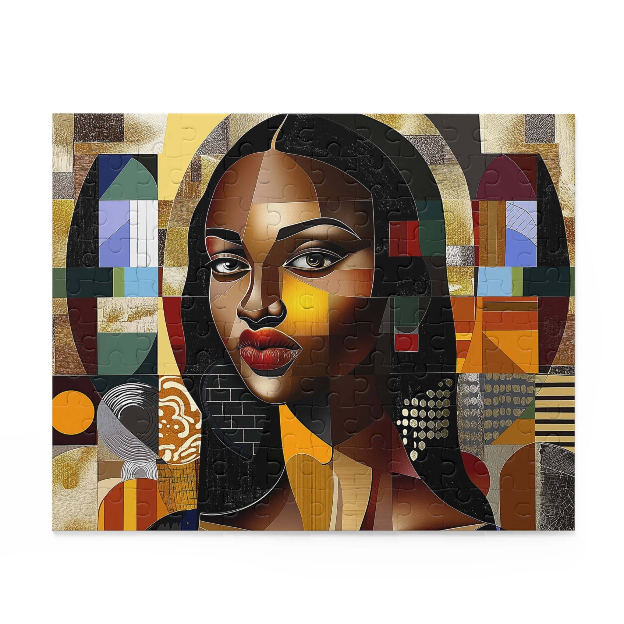 Abstract Mona Lisa Puzzle Featuring African American Woman