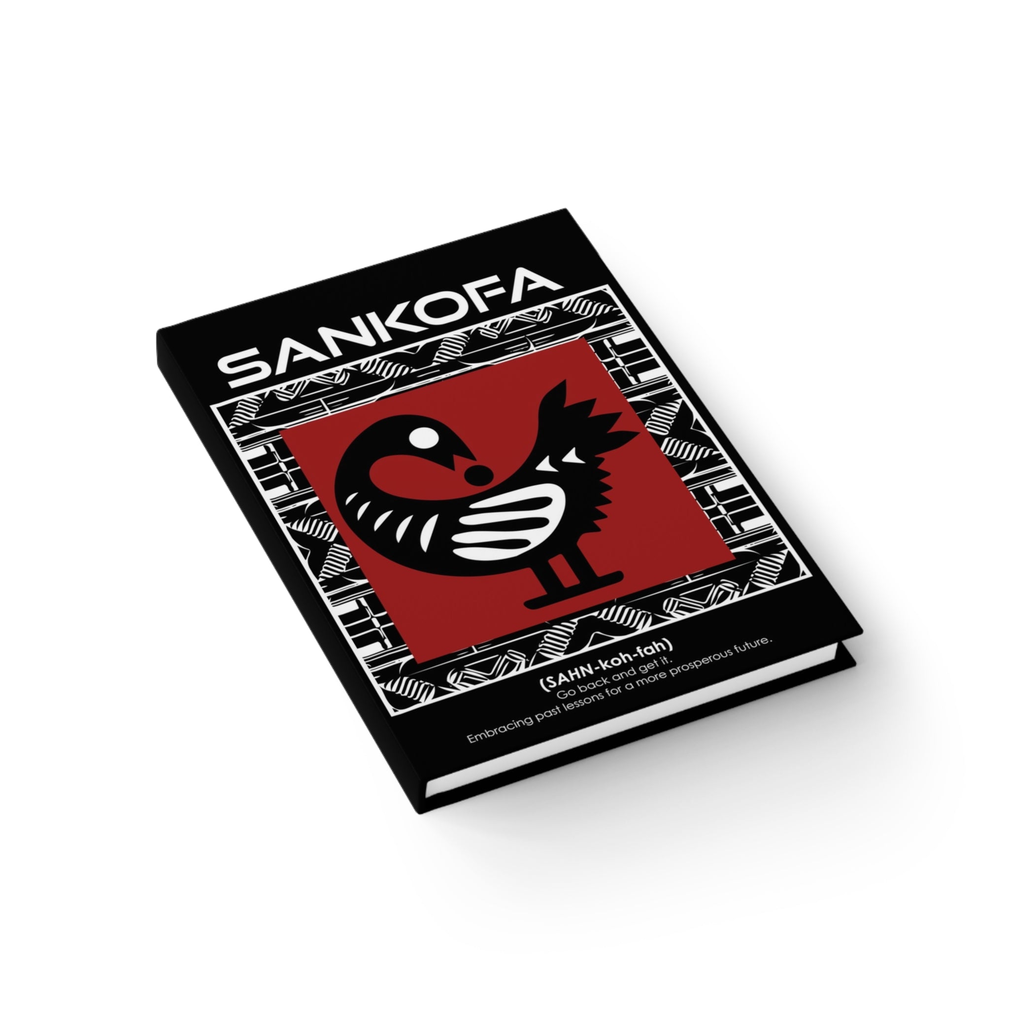 Adinkra Sankofa Journal featuring the bird symbol representing "Go Back and Get It." A tribute to African heritage and Ghanaian culture, perfect for journaling, sketching, and self-reflection.