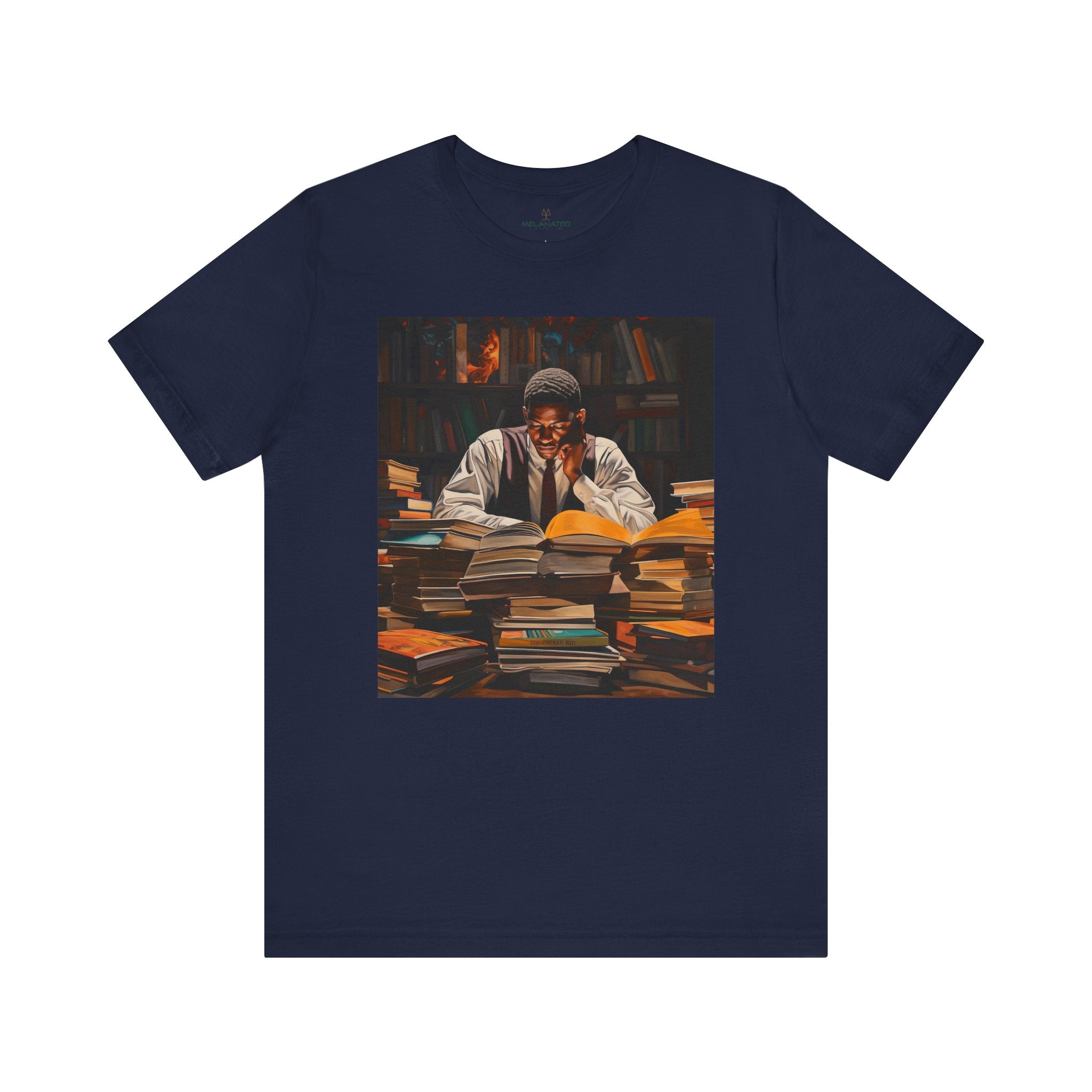 Black Male Student Tee Shirt in navy.