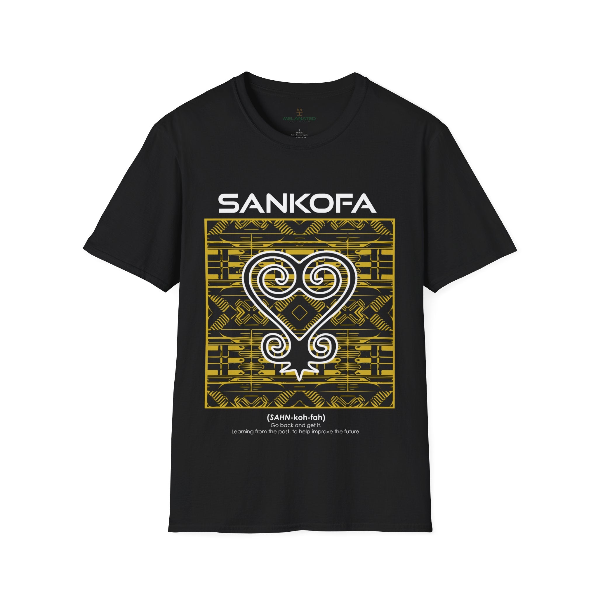 Adinka Sankofa African Tee Shirt in black.