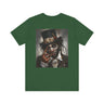 Voodoo Priest Tee Shirt featuring an Afrocentric gothic design of a voodoo priest in a top hat with skull face paint, red eyes, dark fantasy Afrocentric streetwear. (Back style)