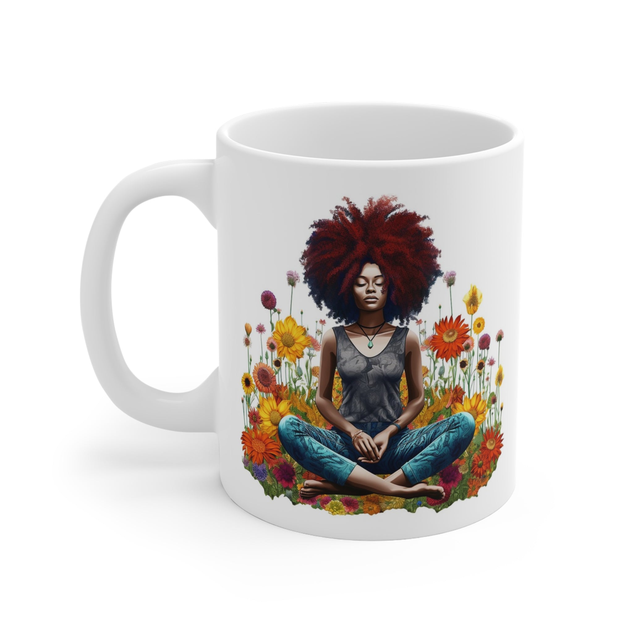 Black Woman Yoga Coffee Mug.