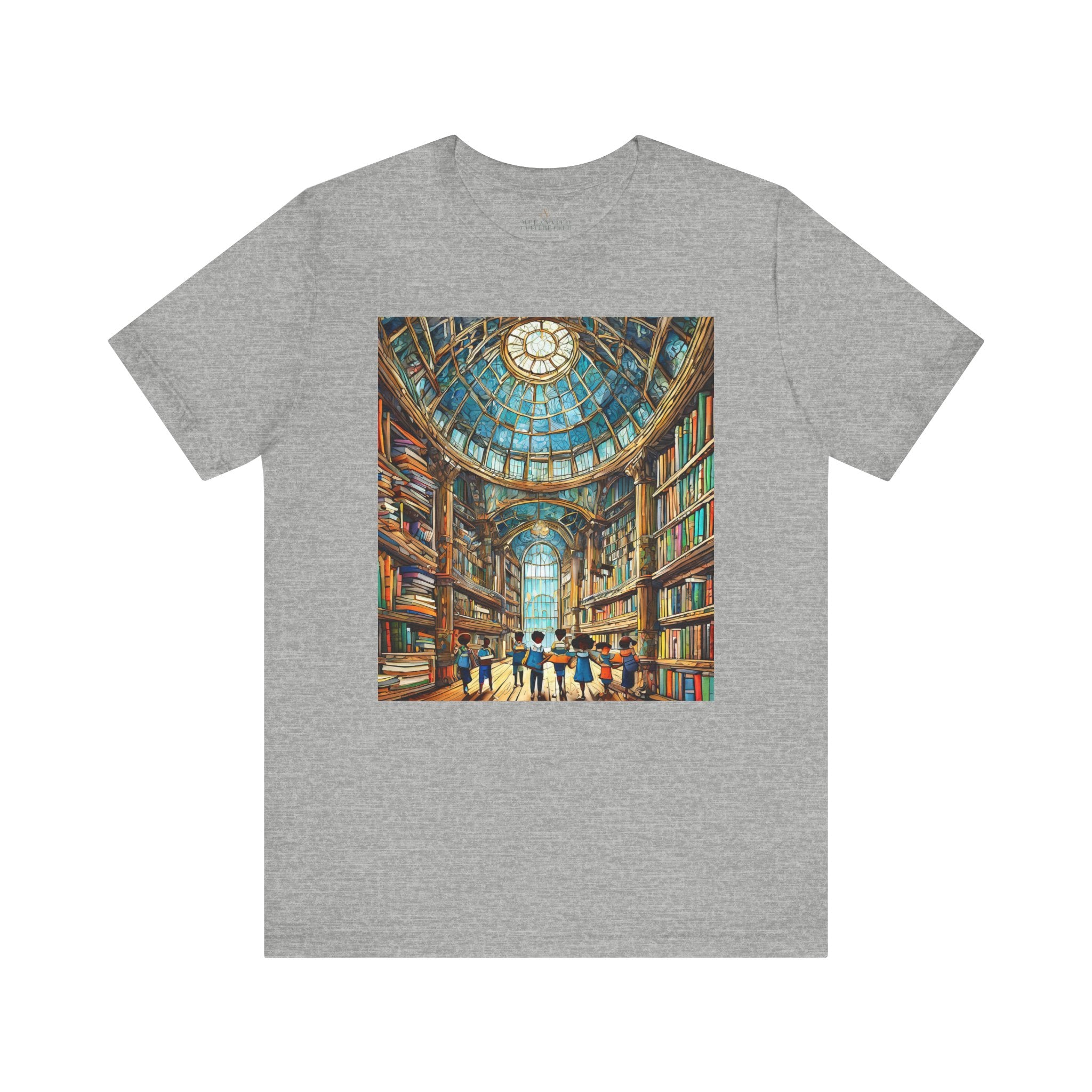 African American Kids at Library Tee shirt in athletic heather.