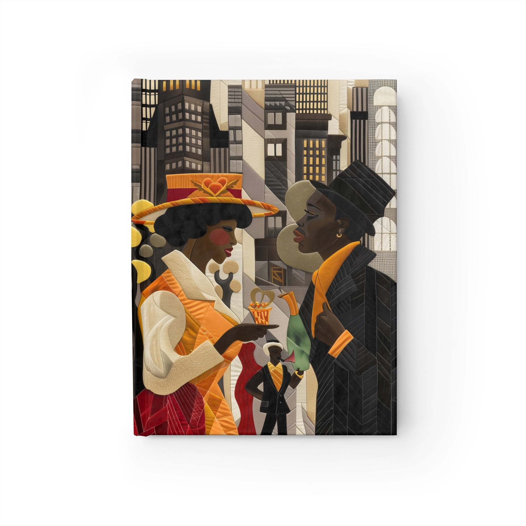 Black Couple Journal featuring a Harlem Renaissance-era African American couple in New York City. A stylish artist sketchbook perfect for writing, journaling, and celebrating Black culture and history.