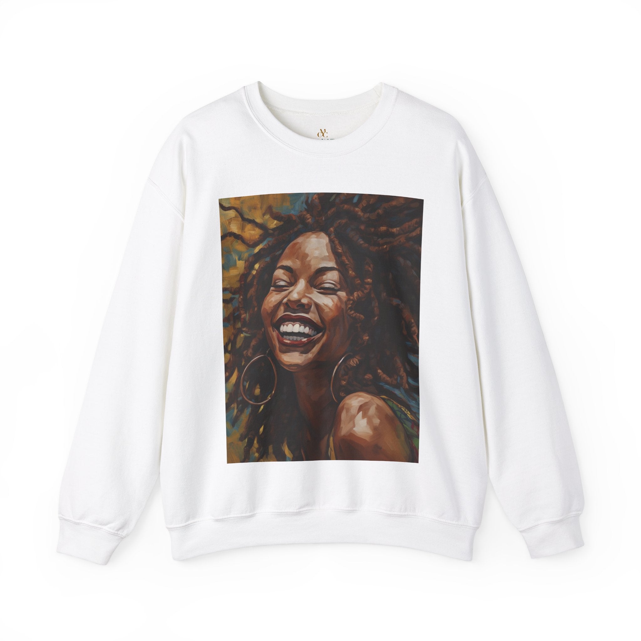 Afro Locs Girl sweatshirt in white.