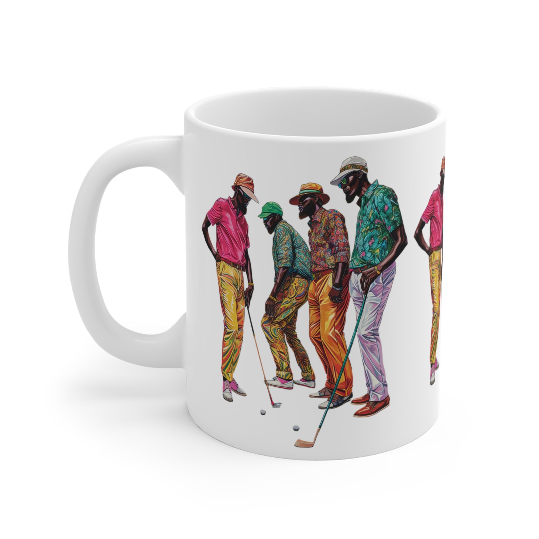 Black Men Golfers Mug - left hand view.