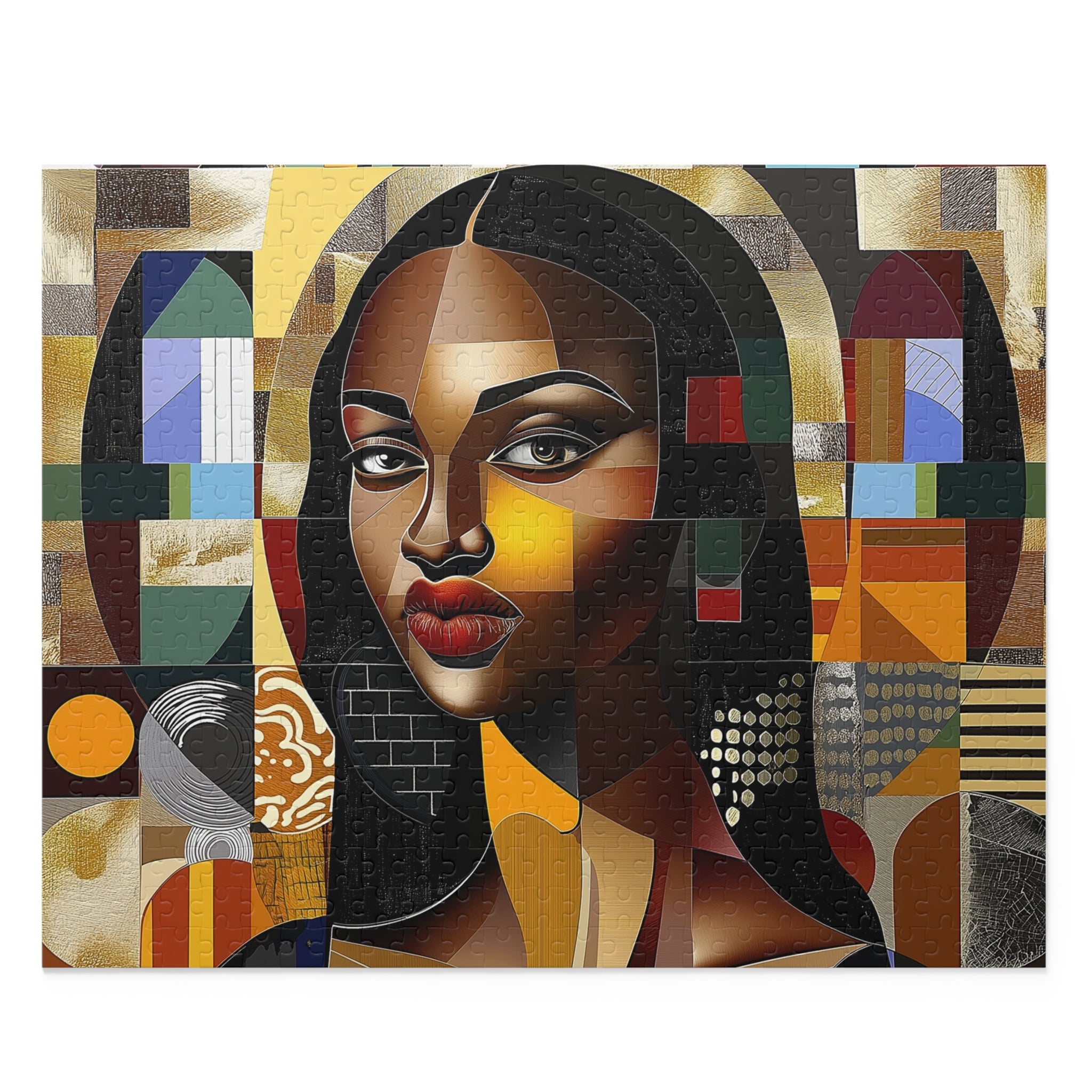 Abstract Mona Lisa Puzzle Featuring African American Woman