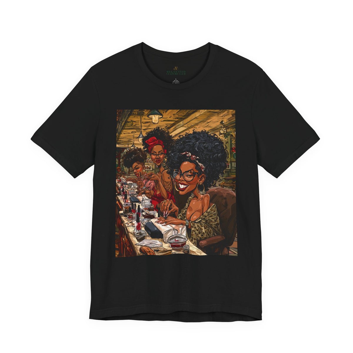 Black Women Nail Salon T-Shirt - Afrocentric Beauty Shop Graphic Tee - Black Girl Self Care Shirt - Color Black