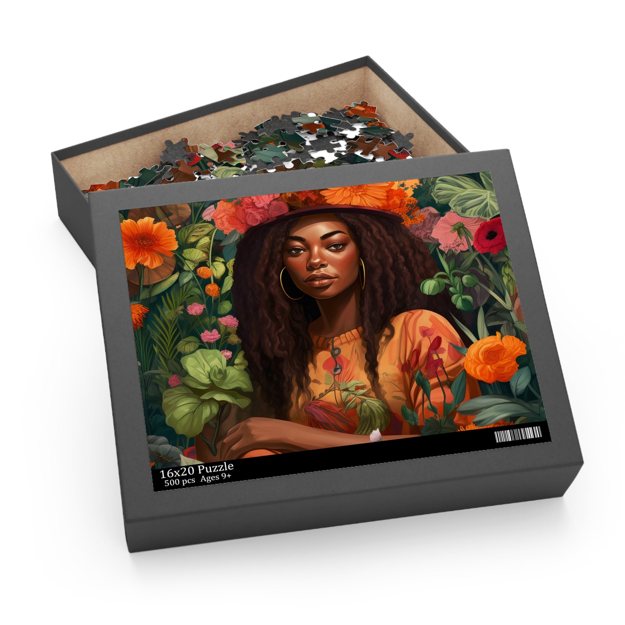 African American Garden Goddess Jigsaw Puzzle in 16 x 20 size. 