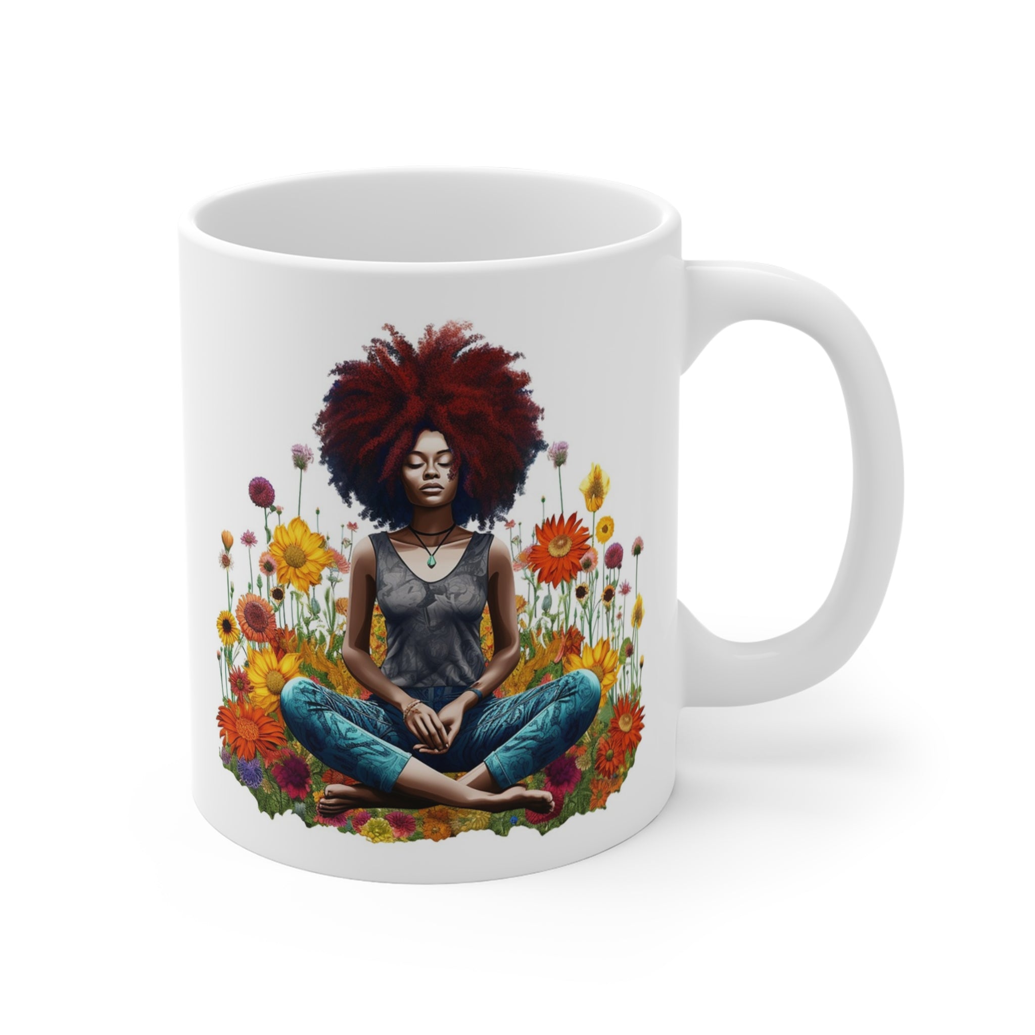 Black Woman Yoga Coffee Mug.