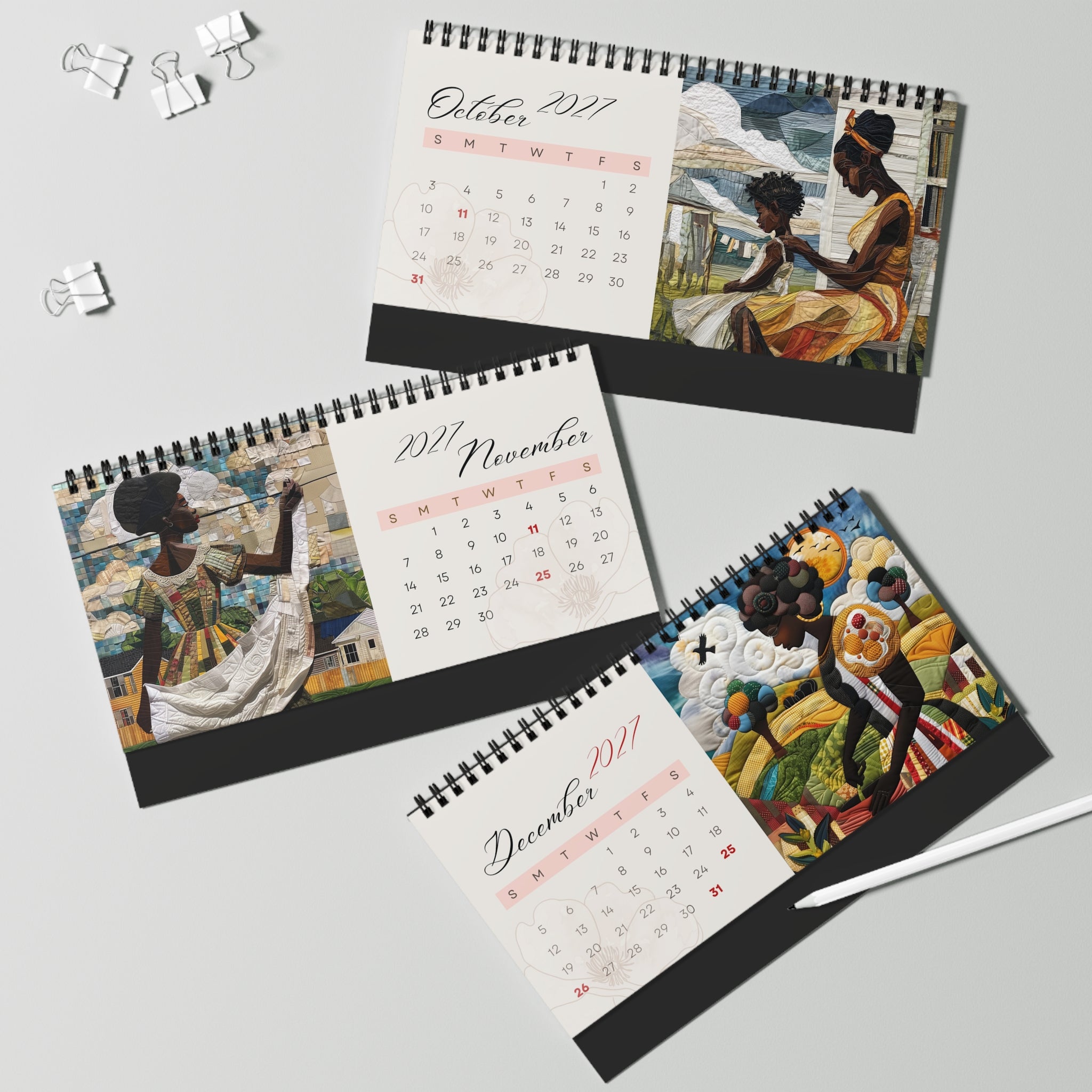 Months of Oct, Nov, Dec for Rooted in Home 2027 Desktop Calendar.
