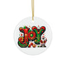 Round African American Santa Claus Joy Christmas Tree Ornament