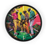 Black Men Playing Golf Wall Clock featuring African American golfers on the green. Afrocentric sports wall decor celebrating Black men in golf, leisure, and culture.