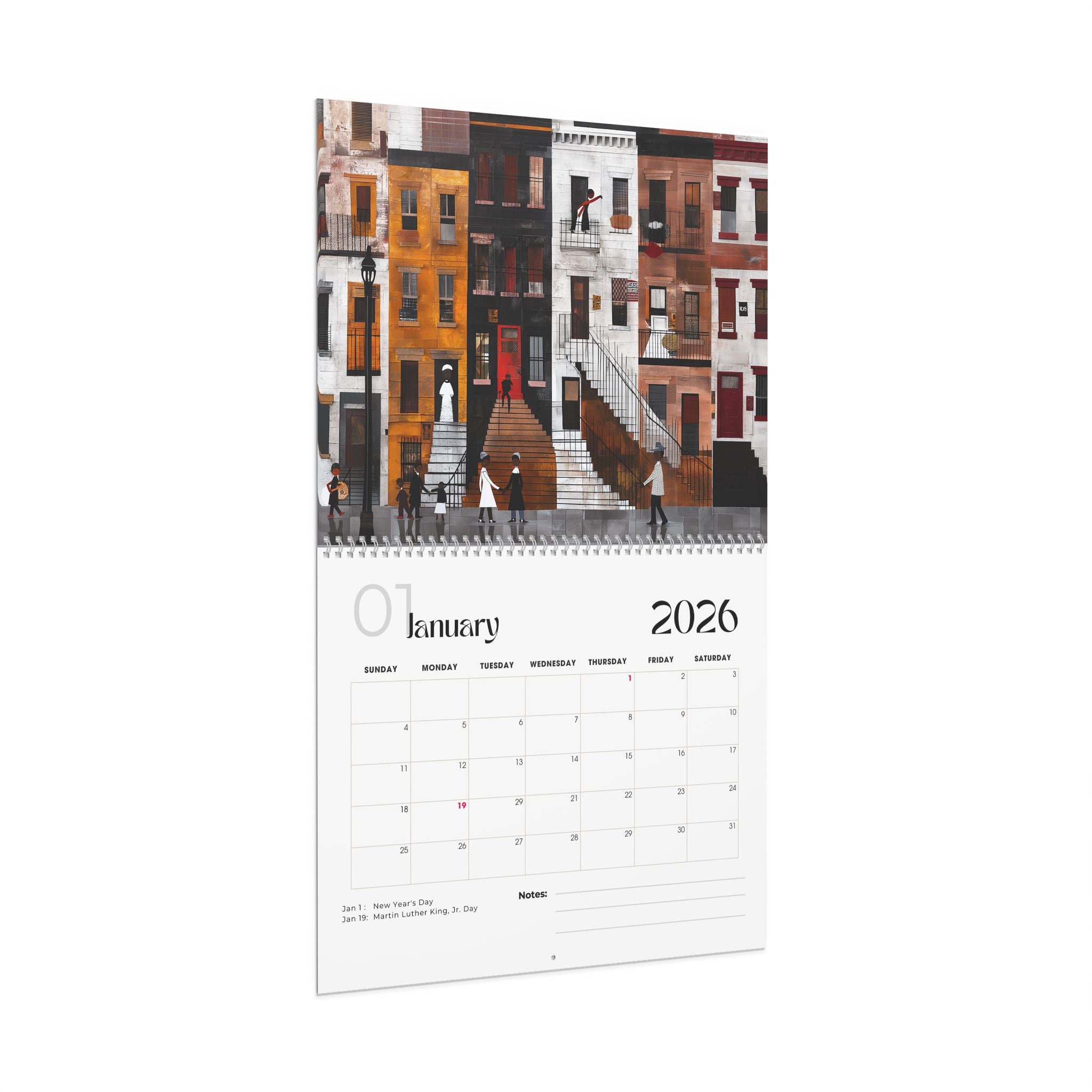 2026 Harlem Neighborhood Wall Calendar featuring African American lifestyle art. Afrocentric calendar with Harlem street life, cultural pride, and vibrant Black community representation—perfect for home or office décor. (11 in. x 8.5 in)