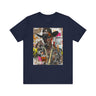 Black Cowboy Tee Cartoon Style Graffiti Collage Edgy - Style 03 - in navy.