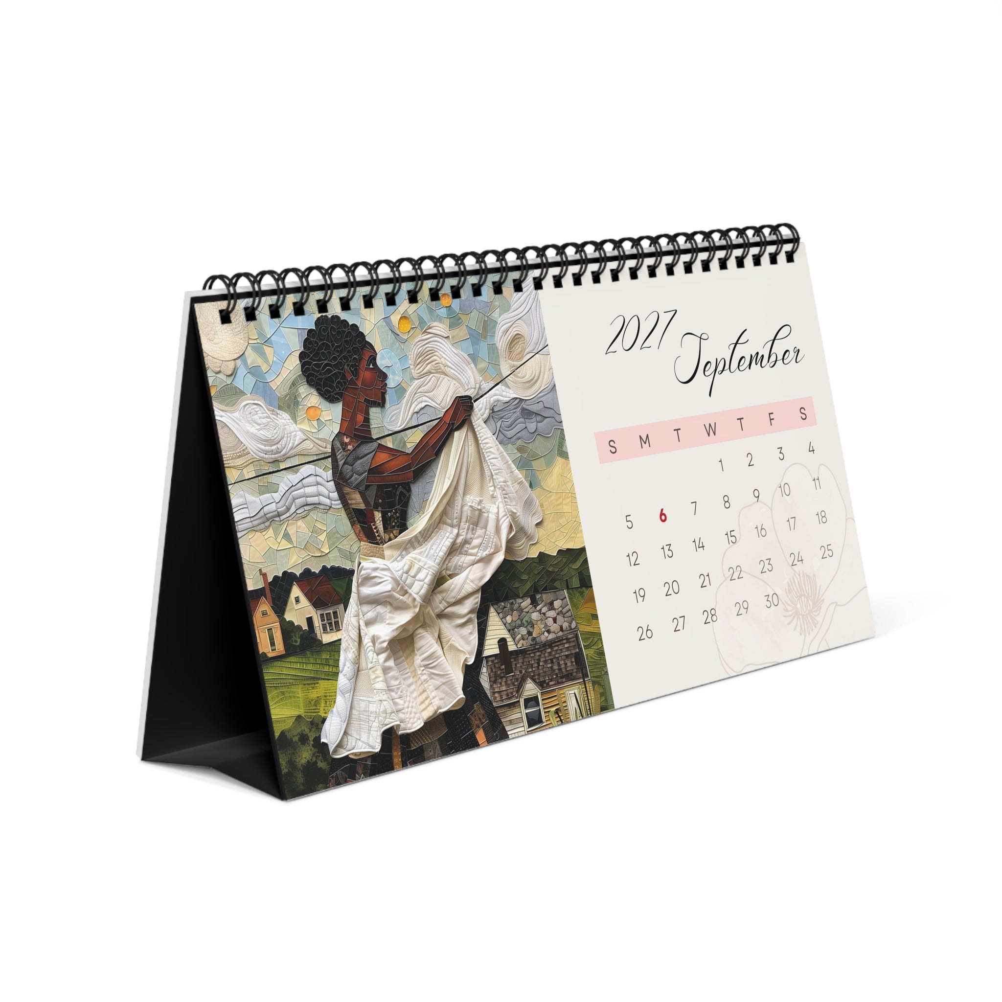 2027 Rooted in Home Calendar set at an angle featuring the month of September.