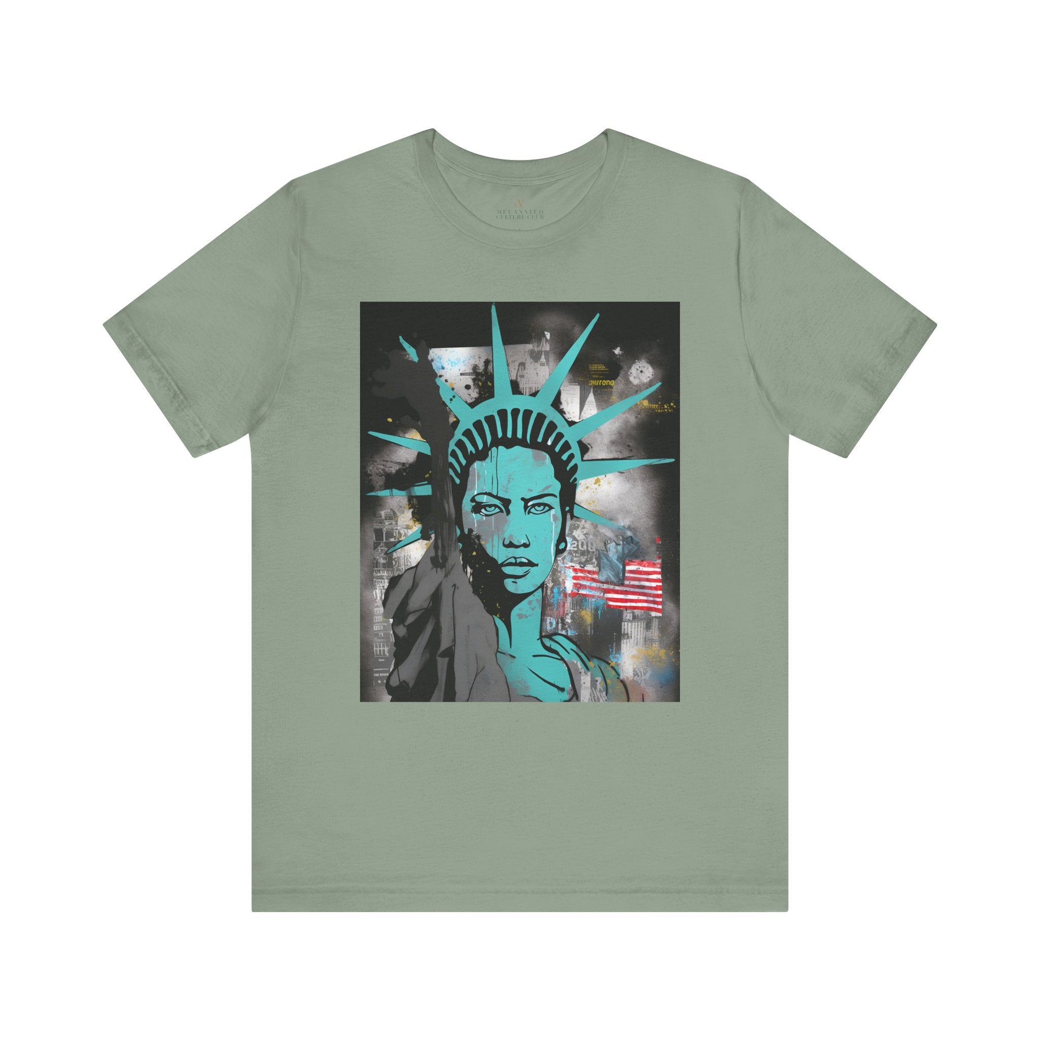 Statue of Liberty Tee African American Woman in sage - Style 09